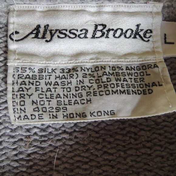 Vintage Alyssa Brook Gray Silk & Angora Blend Cowl Sweater L - Picture 5 of 5